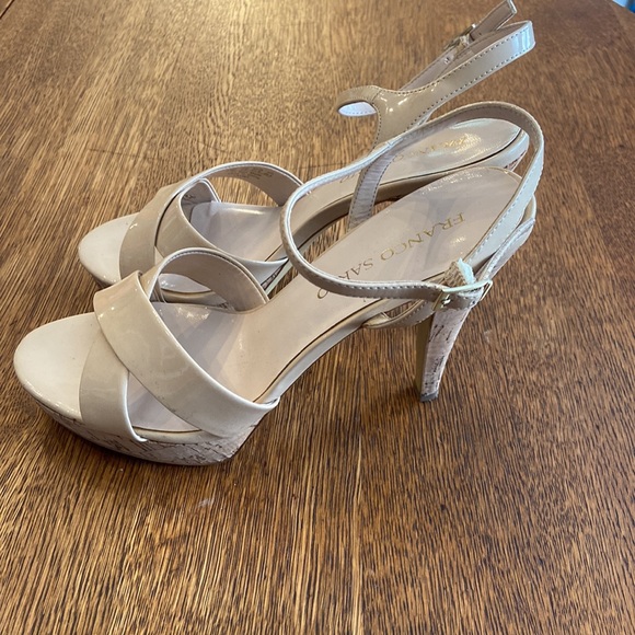 Franco Sarto Amanda Nude Patent Leather & Cork Heels - Picture 3 of 4